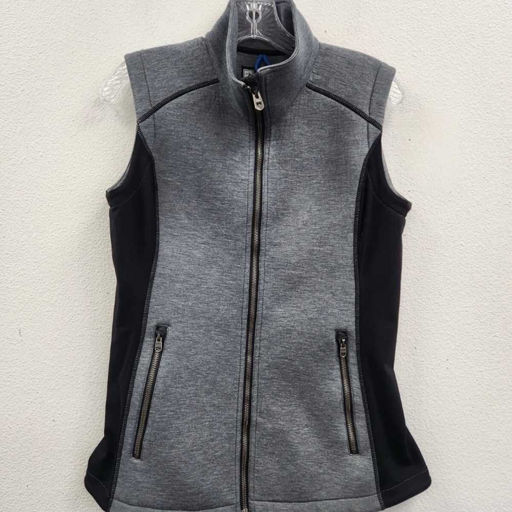 KUHL. Womens Kestrel Vest Gray Black Reflective Water Resistant Pockets. Sz M